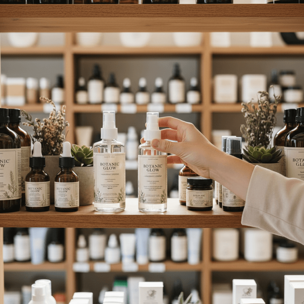 Customer browsing wellness products on store shelf