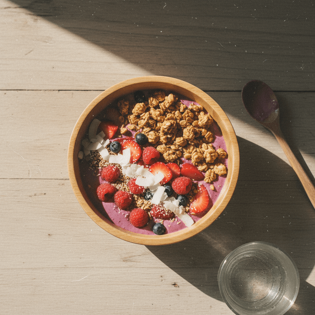 Smoothie bowl with berries and granola