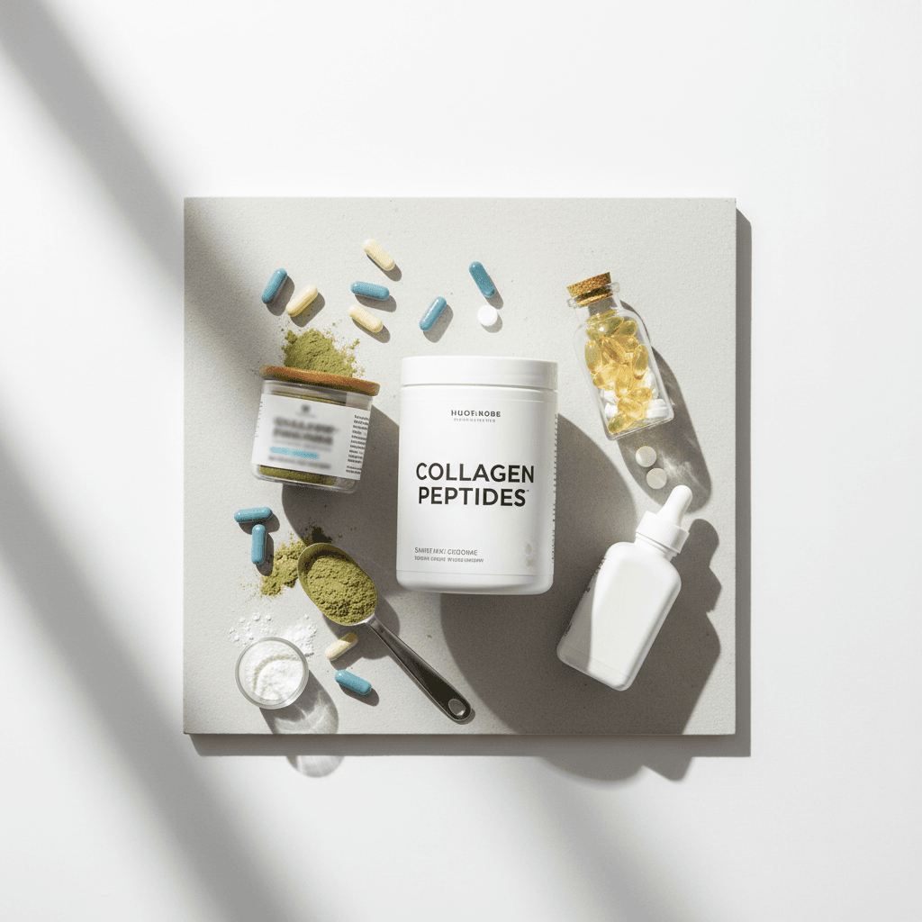 Assorted supplement powders and capsules