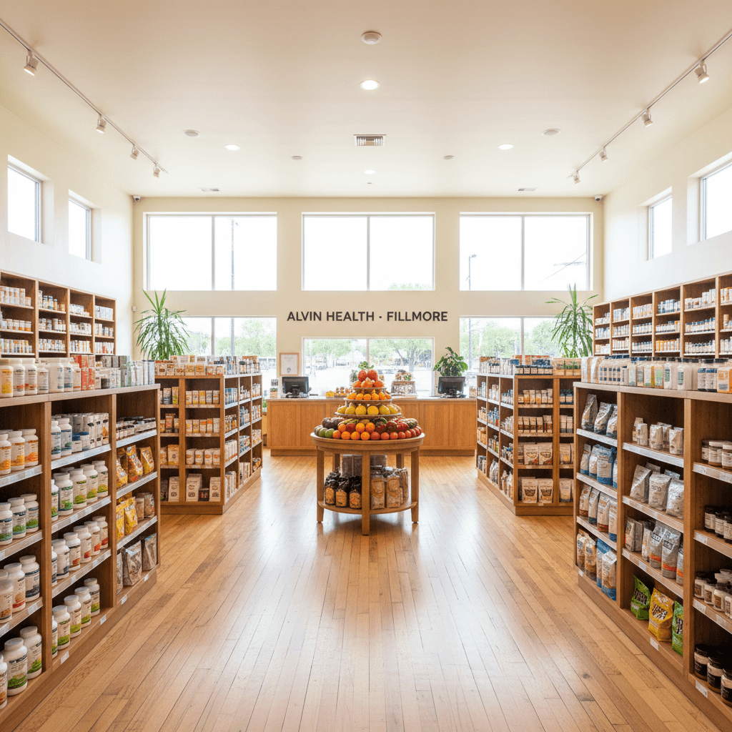 Interior view of Alvin Health wellness store in Fillmore
