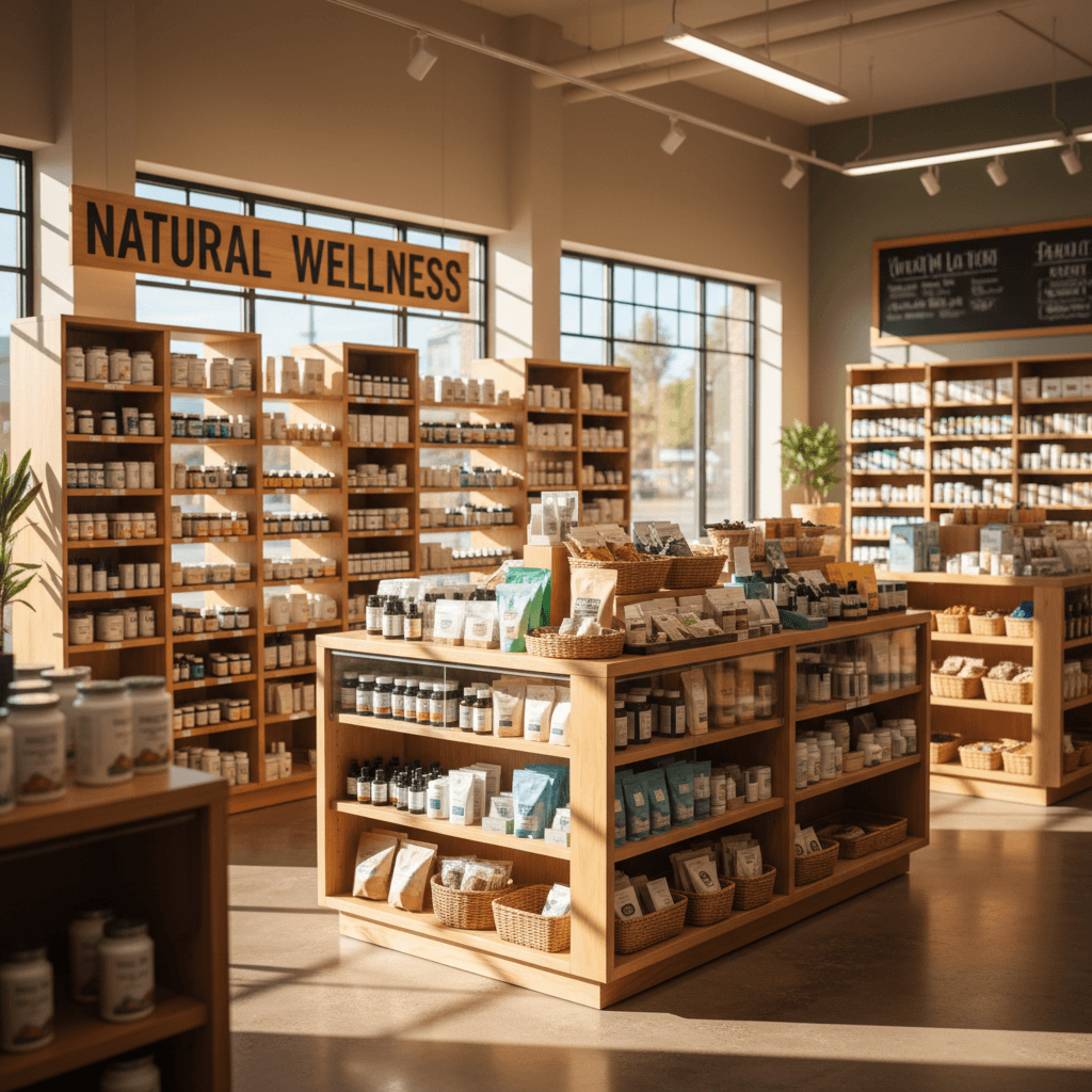 Alvin Health store interior with organized product displays and natural lighting
